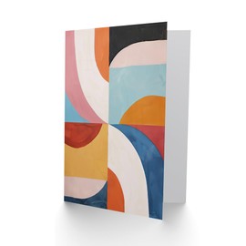 Artery8 Greeting Card Retro Mid Century Modern Geometric Colour Pattern Blank For Him Or Her Art Birthday Card