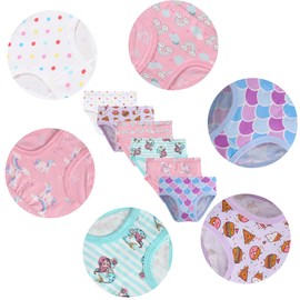 Naivete Girls Mermaid Underwear Little Kids Dot Panties Toddler Cotton Breathable Comfort Briefs Childrens 6 Pack Undies Size 6