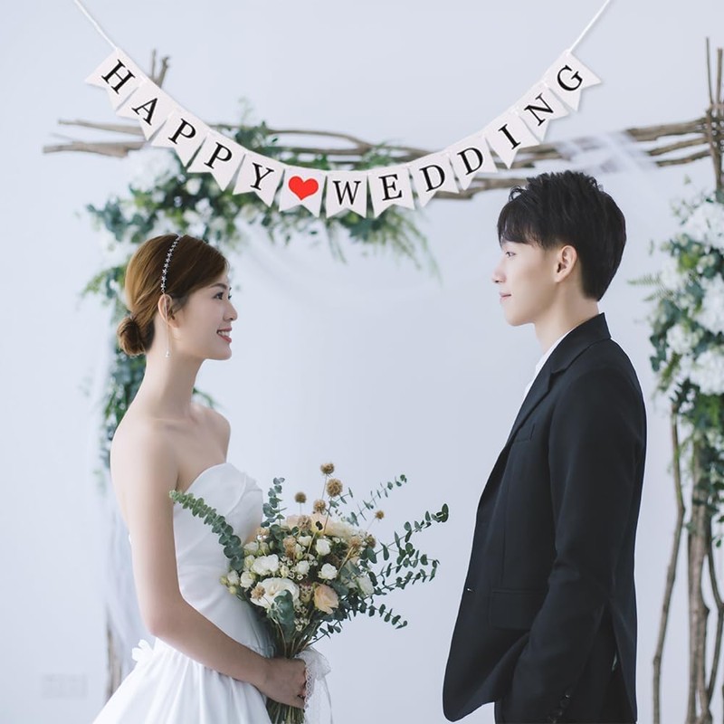 LKCCTK Set of 2 Wedding Garlands, Happy Wedding/Just Married, Perfect