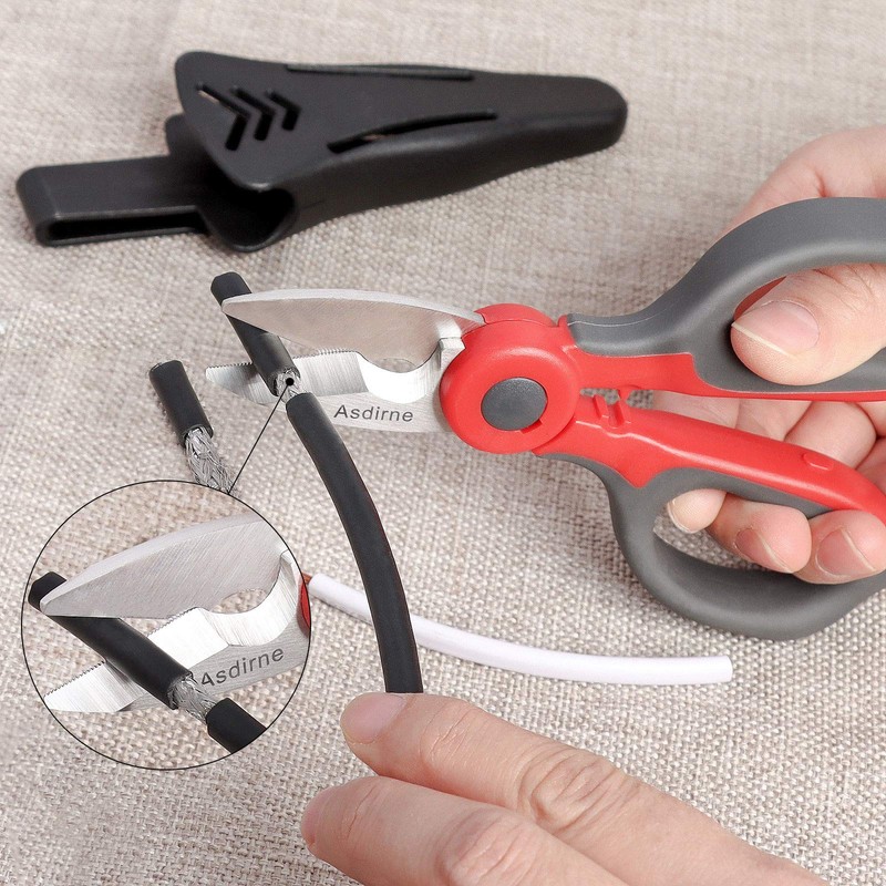 Asdirne Electrician Scissors, Electrician Shears with Heavy Duty Stainless Steel