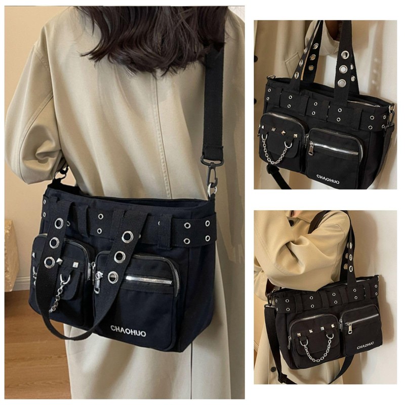 Gothic Goth Purse,Punk Grunge Messenger Bag,Cool Goth Canvas Shoulder Bag