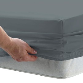 Pizuna Fitted Sheet 90 x 200 cm - 100 x 200 cm Cotton Dark Grey, 1000 Thread Count Made of 100% Long Staple Cotton in Satin Weave Thick Fitted Sheet with 40 cm Deep Pocket