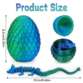 Qixuer 3D Printed Dragon Egg with Dragon, Set of 2 Dragon in the Egg Movable Dragon Toy, for Children Dragon Lovers and Cars, Offices, Houses Desk Toy