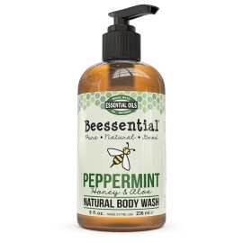 Beessential Natural Body Wash - Peppermint with Honey and Aloe, 8 ounces