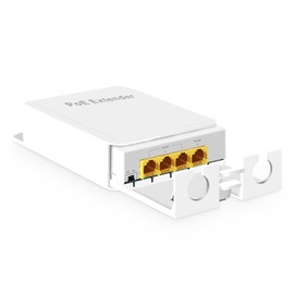 MokerLink Outdoor 4 Port Gigabit PoE Switch/Extender, IEEE 802.3 af/at PoE Repeater, 10/100/1000Mbps, 1 PoE in 3 PoE Out, Wall Mount Waterproof POE Passthrough Switch