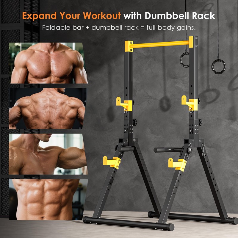 SogesPower Power Tower Pull Up Bar Station, Foldable Pull Up