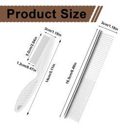 Dog Combs 2-in-1 Stainless Steel Pet Comb, Pack of 2, Professional Dog Comb, Cat Comb, Pet Grooming Comb, Flea Comb
