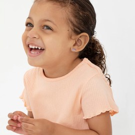 Pendientes de tuerca de plata de ley 925 con circonita cúbica morada para niños, con cierre de tuerca para niñas pequeñas y preadolescentes, el mejor regalo para todas las ocasiones, atractivas pequeñas y cinco piedras de circonita cúbica moradas, Metal,