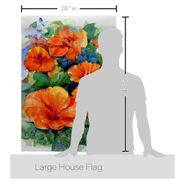 Breeze Decor Red Hibiscus House Flag Spring Floral Sunflower Tulip Rose Orchid Lilies Season Springtime Flower Wreath Decoration Banner Small Garden Yard Gift Double-Sided, Made in USA