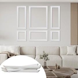 Hungbak Pre-Cut Accent Wall Molding Trim Kit, 6 Frames Premade Wainscoting Panels for Interior Decoration, Ready to Assemble Chair Rail Moulding
