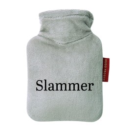 Huuraa Taschenwärmer Slammer Schriftzug Geschenk 0,2 Liter Grey Mini Veloursbezug Slammer Geschenkidee