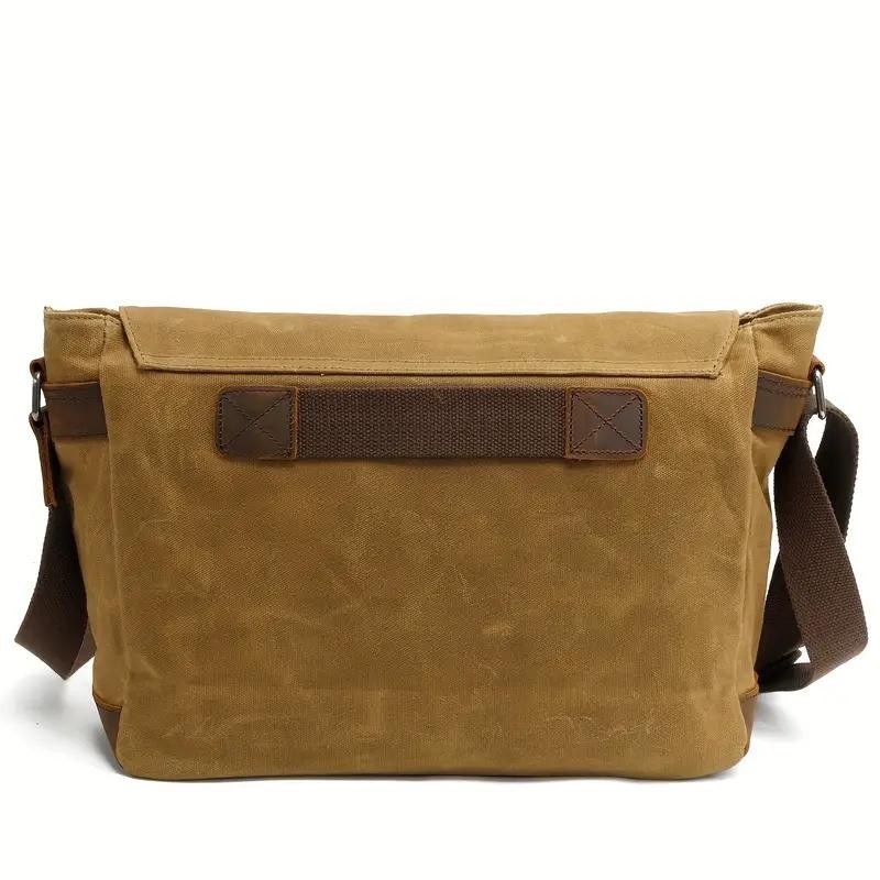 Mens Waxed Canvas Messenger Bag Shoulder Satchel Leather Crossbody Bag