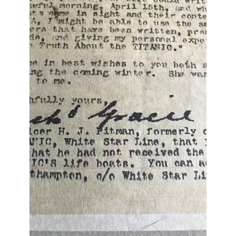 RMS TITANIC, ARCHIBALD GRACIE LETTER TO LOUIS OGDEN SEPTEMBER 1912