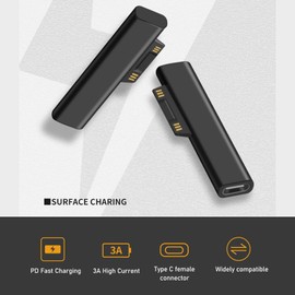 Laptop Charging Adapter, 15V/3A 65W Type C Charging Connector for Surface Pro9 Pro8 Pro7 Pro6 Pro5 Pro4 Por3 for Laptop3 2 1 Book2 Book1 Go 2 1