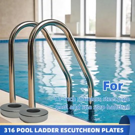 QKWL Pool Ladder Escutcheon Plates Made of Premium 316 Stainless Steel Perfect for 1.9" Inground Pool & Spa Ladder Handrail Tubing -2 Pack