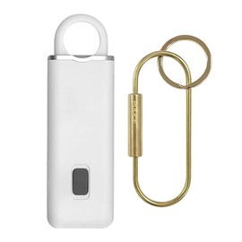 Police Personal Safety Alarm Keychain for Women – 130dB Siren Alarm, LED Flashlight with Strobe Light Rechargeable Emergency Siren - White