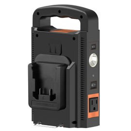 TPDL Dual-Channel Power Inverter Fit for Milwaukee 18V Battery, 4-Type Output Ports: Output Port AC 110V 180W, USB Port 18W QC3.0, Type C Port 18W PD3.0, DC 12V Output Port, with LED 800 LM Light