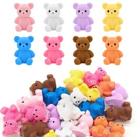 Tinoaly 24pcs Mini Resin Teddy Bear Figurines, 8 Colors Miniature Resin Bears Cute Tiny Animal-Shaped Decoration Accessories for Toy House Fairy Garden DIY Craft