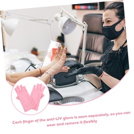 Baluue 1 Pair Nail Gloves Gel Gloves to Protect Manicure LED Gloves Sun Gloves Cotton for Dry Hands Nail Art UV Gloves Bite Proof Gloves The Mitten Mittens Nail UV Gloves Spandex Pink