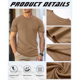 Neer 3 Pack Men's Big and Tall Short Sleeve T-Shirts, Cotton Oversized Crew Neck Tops Summer Casual Soft Loose Basic Tees(Black, White, Khaki,XX-Large)