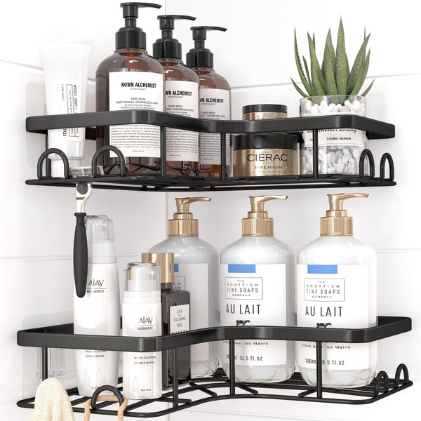 Sakugi Corner Shower Caddy - 2 Pack, Adhesive Shower Organizers,