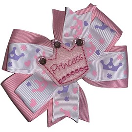 Princess Pinwheel Hair Bow 4" Pink Purple Tiara Crown