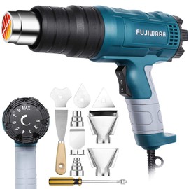 Heat Gun Kit 1500W with Variable Temperature 5 Nozzles, Adjustable Hot Air Gun 122℉-1022℉,Fast Heating for DIY Shrink PVC Tubing/Wrapping/Crafts, Stripping Paint(1500W Rear Cover Temp Adjust)