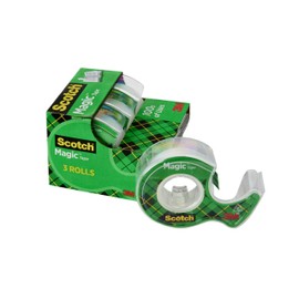Scotch Magic Tape, 3 Rolls (3/4 in x 300 in), Invisible Matte Finish, Writable, Photo-Safe, Resists Splitting and Tearing – Ideal for Home, Office and School