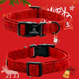 Lionheart glory Christmas Dog Collar, Red Dogs Collar Adjustable Soft Comfortable Collars for Small Dogs Girl or Boy Pet Gift Fall Cute Collar