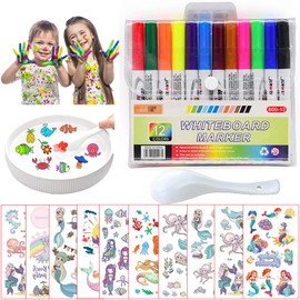 Magic Pens, 12 Magic Puffy Pen and 1 Ceramic Spoon and 2 Mermaid Tattoo Stickers, Magic Pen, Magic Pens Children, Magic Painting Set for Magic Pens Children from 4-12 Years