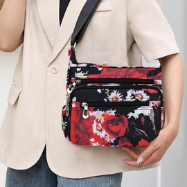 FAVORTALK Lightweight Nylon Women's Shoulder Bag Waterproof - Medium Crossbody Bag Shoulder Bag with Multiple Pockets Multi Pocket Handbags Women, B39105