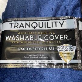 Tranquility Navy Blue Weighted Blanket Cover Embossed Plush 72"x48"