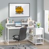 LITTLE TREE Reversible L-Shaped Computer Desk with Hutch & Shelf,White