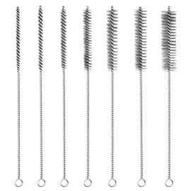PokShow 7Pcs Wire Tube Brushes Set,Stainless Steel Bottle Brush ,12" Long Wire Bore Brushes for Deep Cleaning Pipes,Tubes,Narrow Spaces, Engine Parts, Home Brew(1/4"-1" Sizes)