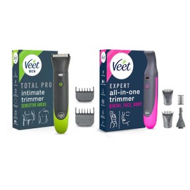 Veet Trimmer intimo Duo Set per uomini e donne – 1 x Veet Men Intimate Trimmer + 1 x Expert Donna Trimmer – Rasoio intimo & Trimmer – Impermeabile