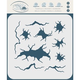 Stencils for Walls: Cracks Stencil, 4.5 x 4.5 inch - Ground Split Hole Earthquake Wall Crack