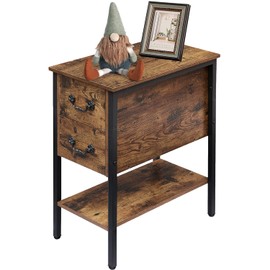 VECELO End Tables,Narrow Nightstand with Drawers and Storage Shelf,Modern Night Stand for Small Spaces, Living Room,Bedroom