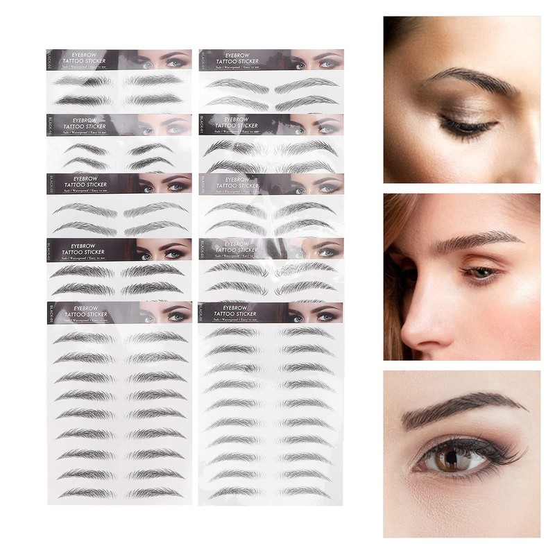 10 Pegatinas Impermeables para Cejas, Juego de Pegatinas Temporales para