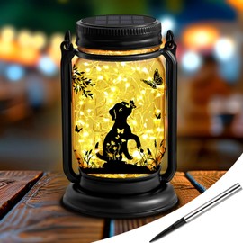 Dog Solar Lanterns 3-in-1 Outdoor Waterproof - Birthday Gifts for Dog Lovers Women Mom Christmas, Mason Jar Hanging Lanterns with Stake, Garden Decor Lights for Patio Yard Balcony Decorations