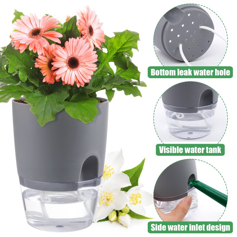 Aulock 6 pcs Self Watering Plant Pots - 4.1/3.2 in