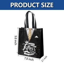 delaimastor 16Pcs Father's Day Party Non-Woven Bags Candy Goodie Gift Bags Reusable for Happy Fathers Day Dad Theme Party Supplies 7.8x3.1x9.8 Inches (Black)