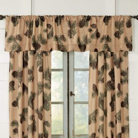 BLACK FOREST DECOR Pinecone Ridge Lined Valance – Microfiber Window Valance with Pinecone Print, 80" W x 16" H
