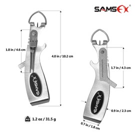 SAMSFX Fishing Quick Knot Tying Tool 6 in 1 Fly Line Clippers with Zinger Retractor (6 in 1 Clipper & Carabiner Style Zinger Retractor)