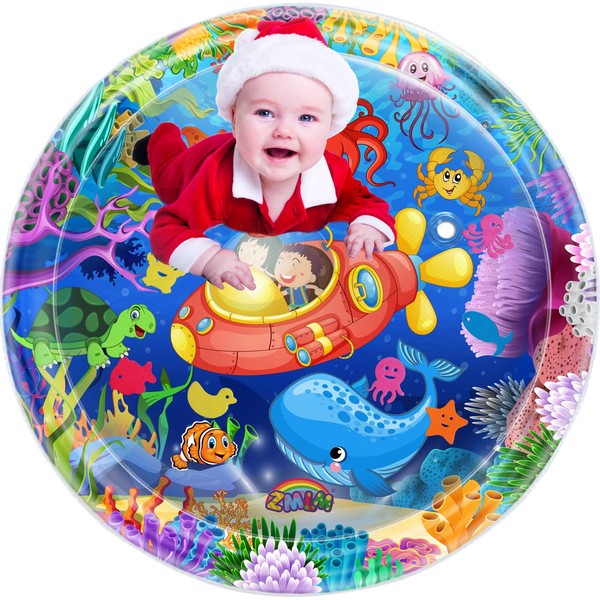 ZMLM Baby Water-Mat Gifts Toys: 40*40Inch Inflatable Tummy Time Play Mat Developmental Toy for 3-12 Months 1-2 Year Old Girls Boys Infant Activity Game Stuffs for Toddler Birthday Halloween Christmas