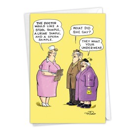 NobleWorks Funny Birthday Paper Card with 5 x 7 Inch Envelope (1 Card) Bday Want Underwear Collins Birthday Cartoon 4760Z
