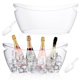 MIVIDE 2 Pack Ice Buckets for Parties, 6L Clear Ice Bucket with 2pcs Scoops, Large Champagne Buckets Tub, Ice Bucket for Mimosa Bar Supplies, Cocktail Bar, Beverage, Drinks
