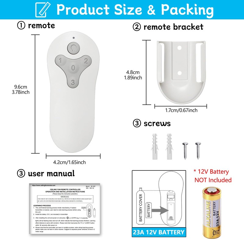 Ceiling Fan Remote Control Replacement for Harbor Breeze, Replace for