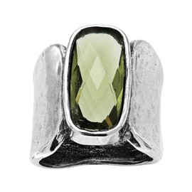 Silpada 'Zircon Token' Olive Green Cubic Zirconia Ring in Sterling Silver, 3/4, Zirconia,Silver, Cubic Zirconia