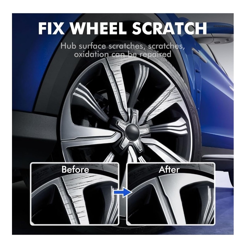 XTryfun Silver Gray Rim Touch Up Paint, Rim Repair Kit