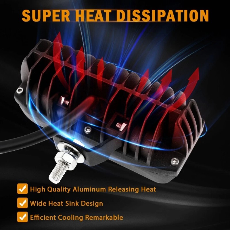 AUXBEAM 5" LED Light Bar Pods Offroad Driving Fog Amber